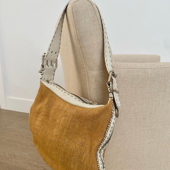 FENDI Oyster Selleria Lavorazione a Mano handbag. Straw/white leather!! - Picture 10 of 16